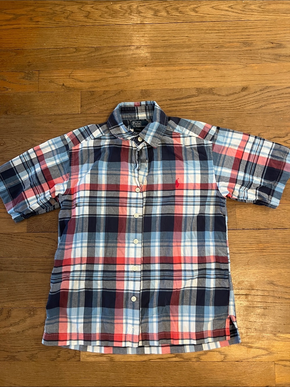 Polo by Ralph Lauren Red, Blue & White Plaid Button-Down Shirt